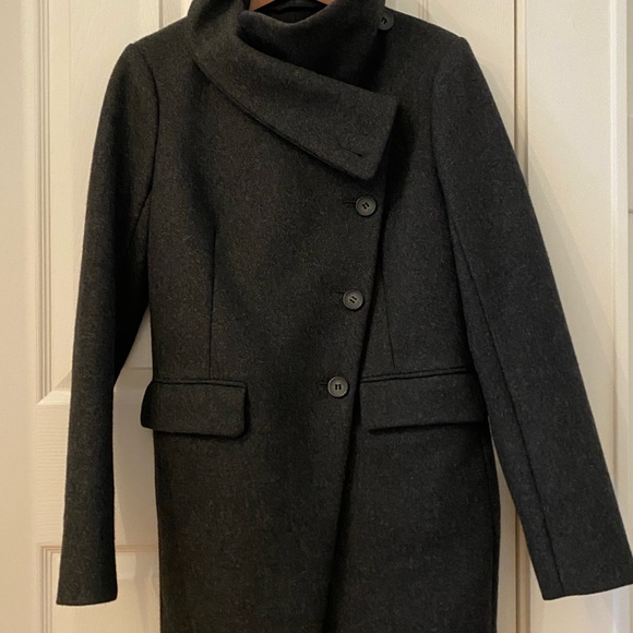 All Saints Jackets & Blazers - AllSaints Dark Gray Asymmetric Wool Coat